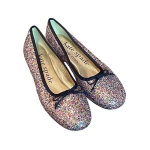 Kate Spade New York Glitter Ballet Flats Shoes Size 6.5B Multi Color Sparkle